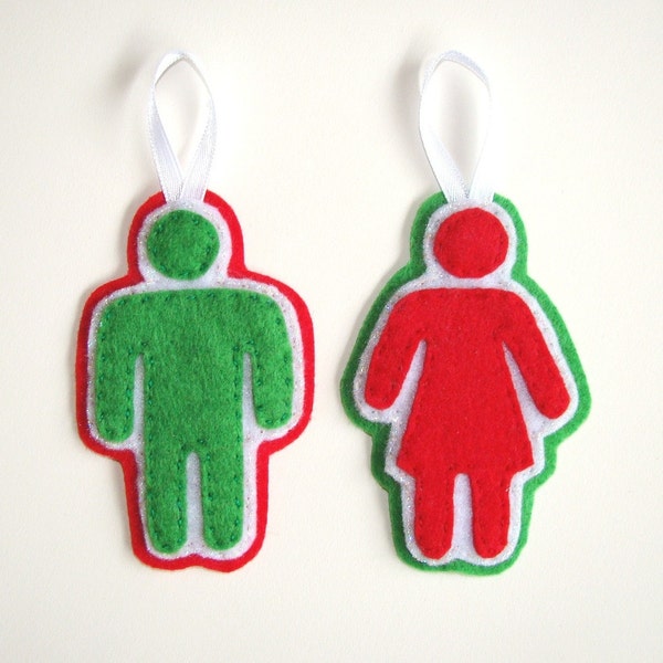 Boy and Girl Symbol Felt Ornaments (Set)