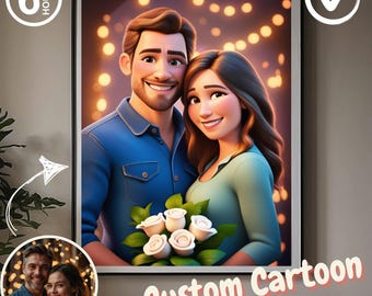 Custom Cartoon Portrait from Photo – Personalized Digital Artwork for Couples, Families, or Friends
