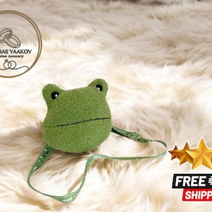Plüsch-Frosch-inspirierte Schulranzen | Niedliche Tier Design Handtasche | Weiche Schultertasche | Umhängetasche mit langem Riemen | Flauschiges Accessoire für Damen