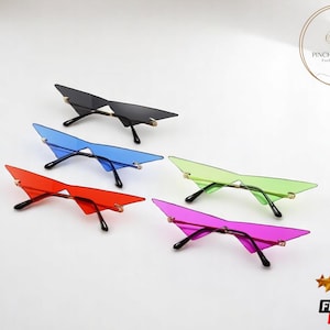 Triangle Rimless Sunglasses | Oversized Frameless Eyewear | Retro-Inspired Sun Shades | Chic Women’s Fashion Accessory | Unique Stylish Look