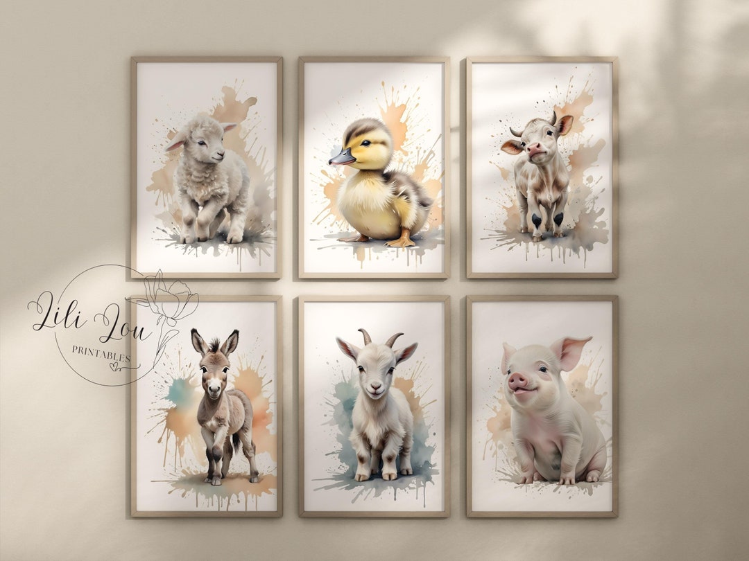 Farm Baby Animal Nursery Prints | Set of 6 | Printable Wall Art | Baby ...
