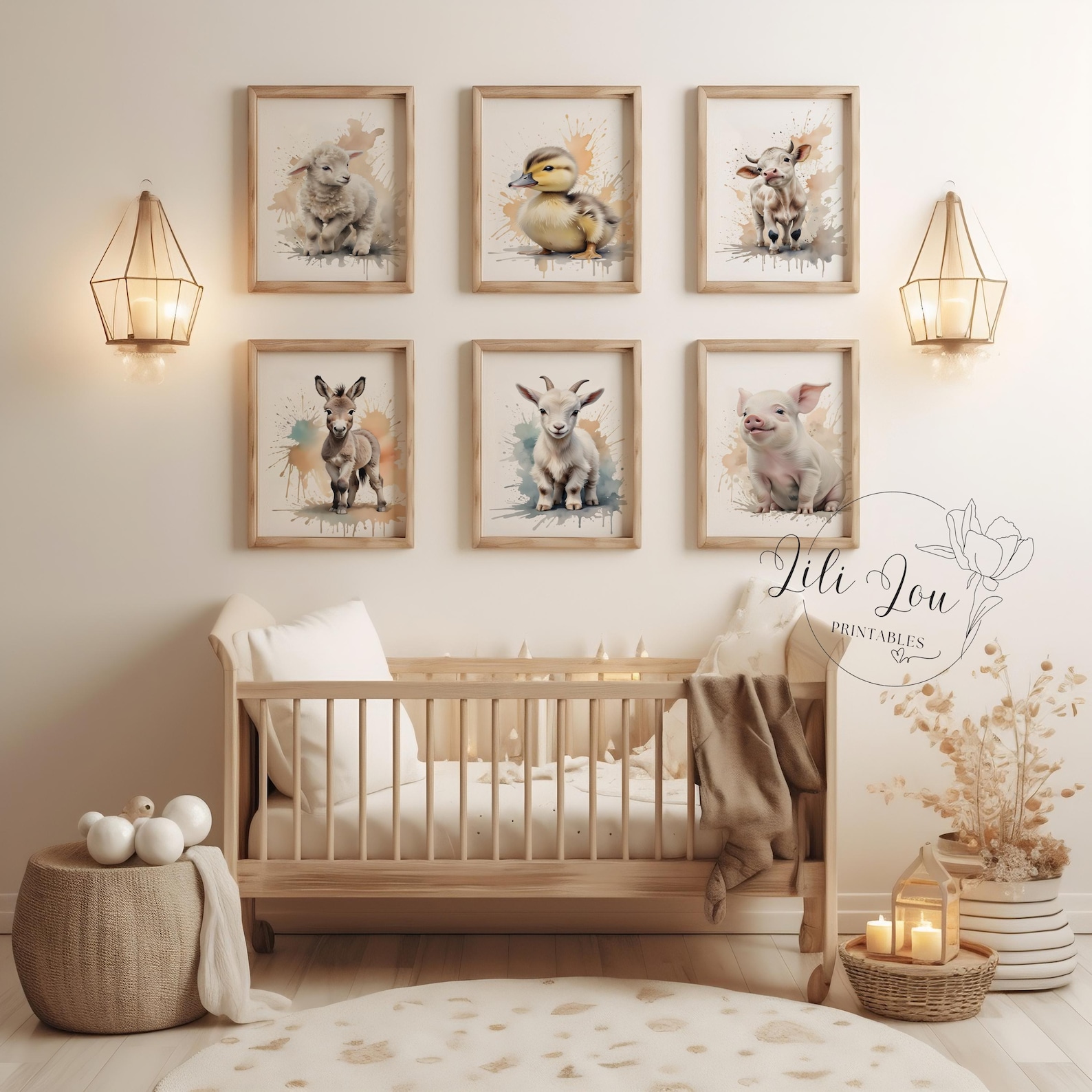 Farm Baby Animal Nursery Prints | Set of 6 | Printable Wall Art | Baby ...