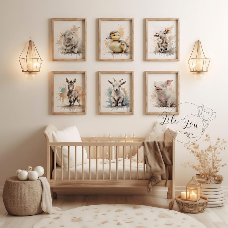 Farm Baby Animal Nursery Prints | Set of 6 | Printable Wall Art | Baby ...