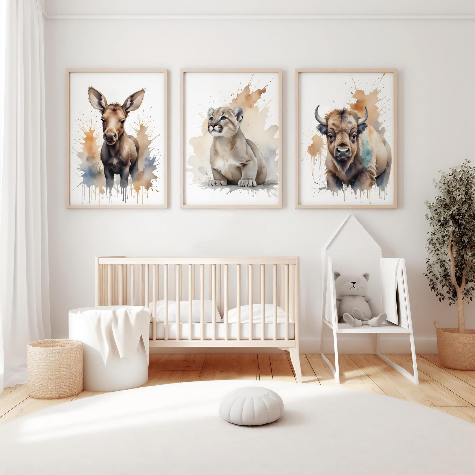 America Baby Animal Nursery Prints | Set of 6 | Cute Printable Wall Art ...