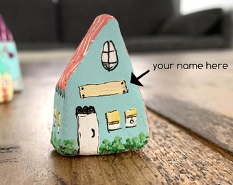 CUSTOM Tiny painted house | Clay hand-painted house | One of a Kind Signed | House #3