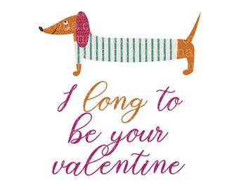 Weiner dog Dachshund Valentine PNG Digital