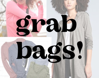 Grab Bag | Women's Clothing Accessories | Three Tops, One Hoodie or Flannel, diffuser, socks & scrunchie | Soft Unisex and Womens Clothing