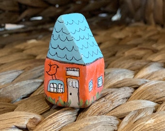 Tiny painted house | Clay hand-painted house | OOAK | Original Signed | House #5