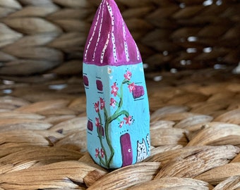 Tiny house | Clay hand-painted house | One of a Kind Signed | Small house | Collectable | House #2