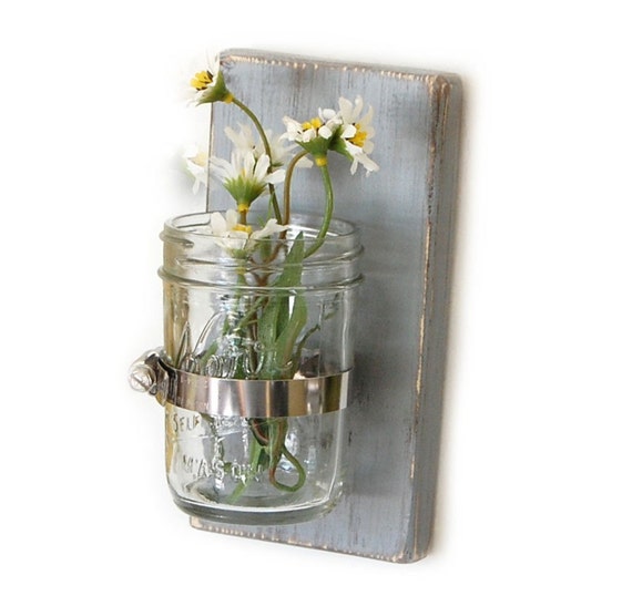 Items similar to rustic decor floral vase glass vase primitive style