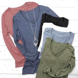 Long Sleeve V-Neck Tee | Women's Tshirt | Womens Top | Soft Tee | XS-XL