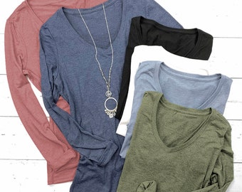 Long Sleeve V-Neck Tee | Women's Tshirt | Womens Top | Soft Tee | XS-XL