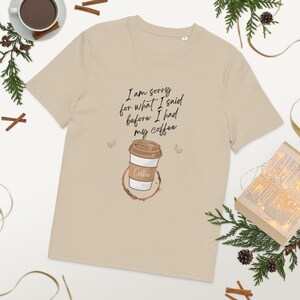 Unisex Organic Cotton T-Shirt: I Need Coffee Graphic Tee