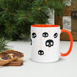 Skull Pattern Mug: Spooky and Stylish Coffee Cup, Spooky Kitchenware, Trendy skull Design.