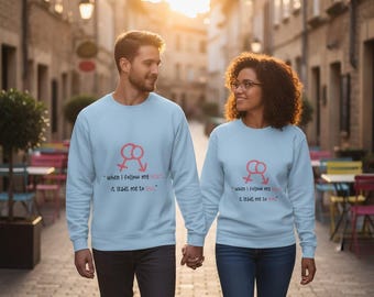 Valentijnsdagsweater: hartcitaat, gezellige katoenmix