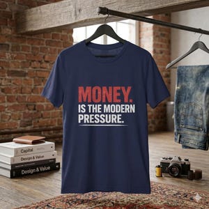 L'argent est la chemise pression moderne, t-shirt anti-stress, t-shirt anxiété financière, chemise burn-out, t-shirt surmené, chemise citation minimaliste.