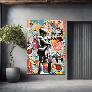 Banksy 'I Will Love You Forever' Graffiti Wall Art | Płótno Street Art Inspirowane Banksy'm | Unikalna dekoracja ścienna Pop Art