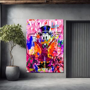 Banksy Scrooge Mcduck Graffiti Pop Art Canvas, Banksy  Style Pop Art, Donald Duck Pop Art , Street Graffiti Wall Art, Donald Duck Poster