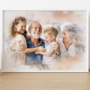 Custom Portrait from Multiple Photos: Christmas Family Portrait, Combine Photos To One, Add Loved Ones, Merge Photos To Painting, Memorial