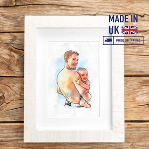 Father&#39;s Day Gift Portrait from Photo, Personalised Art Gift for Dad, Custom Family Portrait Photo Grandfather Gift, Birthday Gift For Him
