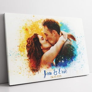 Custom Painting For Couples Valentine&#39;s Gift For Her or Him, Wedding Photo Gift Portrait From Photo, Anniversary Gifts, Couple Photo Gifts