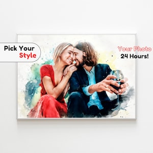 Custom Engagement Portrait From Photo, Couple Portrait Personalized Wedding Photo Gift, Anniversary Painting From Photo, Relationship Gifts