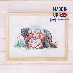 Custom Dad Gift Painting from Photo, Personalised Wall Art Gift for Father Family Portrait Photo Grandfather Gift, Birthday Gift For Him