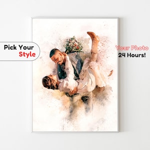 Custom Wedding Portrait From Photo, Couple Portrait Personalized Anniversary Photo Gift, Engagement Painting From Photo, Relationship Gifts