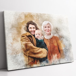 Remembrance Family Portrait Gift, Personalized Memorial Gift, Merge Photos To Portrait, Gift For Parents, Gift For Mom Gift For Dad Birthday