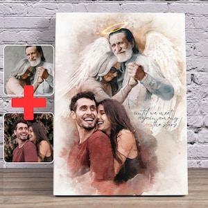 Merge Photos To Portrait, Personalized Family Photo Gift For Mom, Add Photos To Portrait Gift For Dad, Memorial Family Gift, Remembrance Art