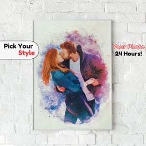 Couple Portrait From Photo, Engagement Photo Gift For Her, Personalized Wedding Photo Gift, Anniversary Photo To Painting Relationship Gifts
