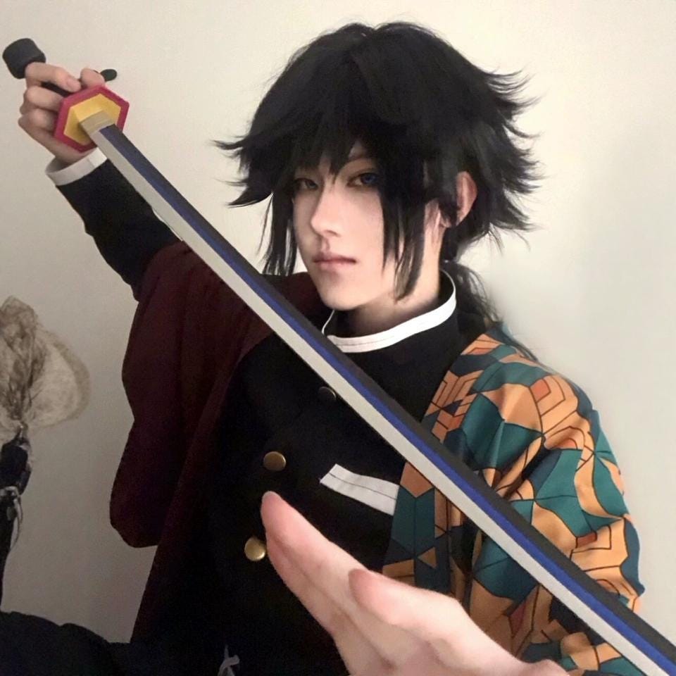 Demon Slayer Giyu Tomioka Cosplay|Water Breathing Hashira Uniform|Anime Expo/Halloween/Theme Party Custom/Tea Party/Costume Party Custom