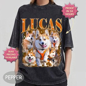 Custom Comfort Colors Vintage Bootleg Pet Shirt, Custom Pet Photo And Name Tee, Custom Dog Portrait Personalized Shirt, Insert Your Design