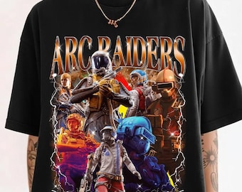 Maglietta da gaming Comfort Colors ARC Raiders, maglietta retrò Arcade Raiders, maglietta vintage bootleg Arc Raiders, regalo divertente per gamer con emoticon di videogiochi