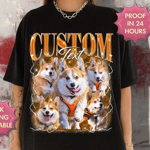 Custom Comfort Colors Vintage Bootleg Pet Shirt, Custom Pet Photo And Name Tee, Custom Dog Portrait Personalized Shirt, Insert Your Design
