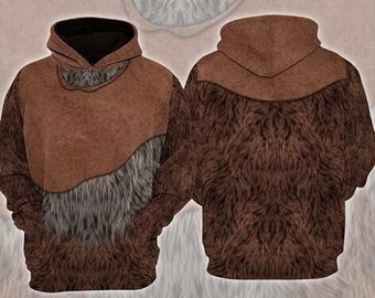 Sudadera con capucha de disfraz de Halloween con estampado integral de Ewok de Star Wars, sudadera con capucha de disfraz de cosplay 3D de Star Wars para Halloween, camiseta de personaje de película