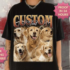 Custom Comfort Colors Vintage Bootleg Pet Shirt, Custom Pet Photo And Name Tee, Custom Dog Portrait Personalized Shirt, Insert Your Design