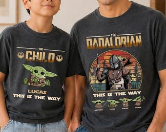 Maglietta personalizzata "The Dadalorian And The Child", maglietta Comfort Colors "The Dadalorian Children", maglietta coordinata Star Wars per papà e figlio, maglietta per la festa del papà
