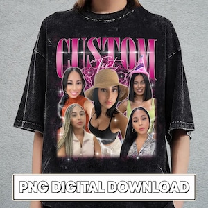 Photo personnalisée bootleg petite amie des années 90 rétro vintage PNG, chemise avec visage dessus pour cadeau d'anniversaire petit ami, t-shirt photos pour couple