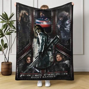 Coperta di Capitan America Civil War, coperta di Bucky Barnes del 1917, coperta di Winter Soldier per letto, divano, regali di compleanno immagine 2