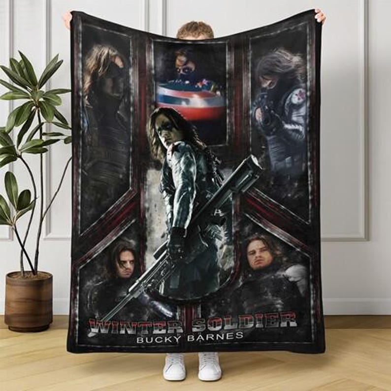 Coperta di Capitan America Civil War, coperta di Bucky Barnes del 1917, coperta di Winter Soldier per letto, divano, regali di compleanno immagine 2