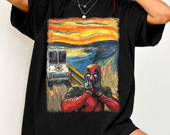 Comfort Colors Deadpool Shirt, Deadpool Character Art, The Scream Parody Shirt, WDW Epcot Theme Park, MCU Fan Gift, Funny Movie Gift for Him