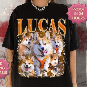 Custom Comfort Colors Vintage Bootleg Pet Shirt, Custom Pet Photo And Name Tee, Custom Dog Portrait Personalized Shirt, Insert Your Design