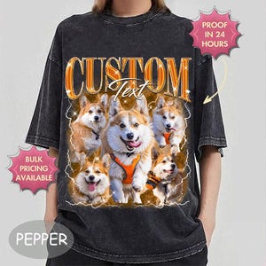 Custom Comfort Colors Vintage Bootleg Pet Shirt, Custom Pet Photo And Name Tee, Custom Dog Portrait Personalized Shirt, Insert Your Design