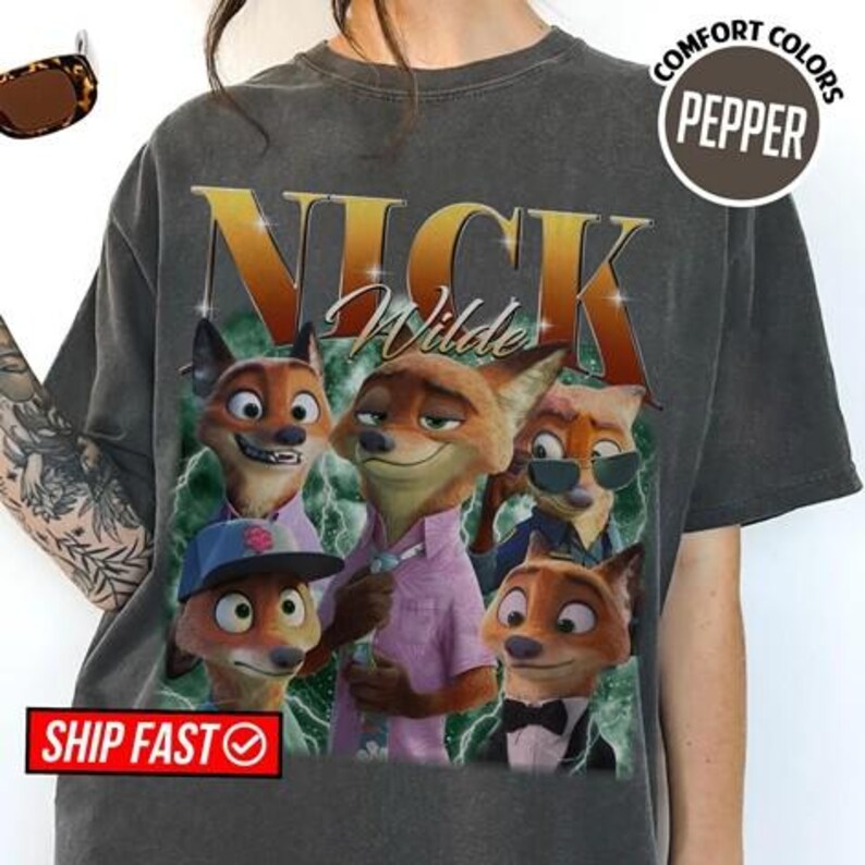 Disneyland Zootopia Nick Wilde Bootleg Comfort Colors Shirt, Judy Hopps And Nick Wilde Shirt, Zootopia Movie Shirt, Disneyland Family Trip image 2
