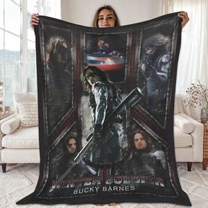 Coperta di Capitan America Civil War, coperta di Bucky Barnes del 1917, coperta di Winter Soldier per letto, divano, regali di compleanno immagine 3