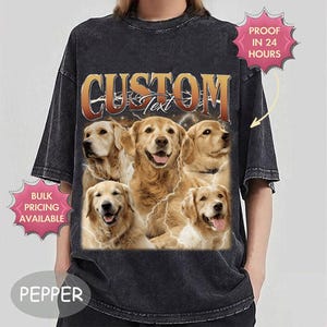 Custom Comfort Colors Vintage Bootleg Pet Shirt, Custom Pet Photo And Name Tee, Custom Dog Portrait Personalized Shirt, Insert Your Design