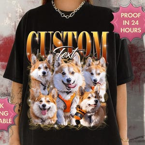 Custom Comfort Colors Vintage Bootleg Pet Shirt, Custom Pet Photo And Name Tee, Custom Dog Portrait Personalized Shirt, Insert Your Design