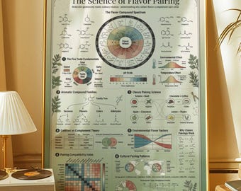 Science of Flavor Pairing Poster | Molecular Gastronomy Kitchen Wall Art | Chef Gift | Foodie Framed Print | Culinary Decor