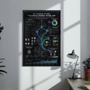 Evolution of Code Programming Languages History Poster | Developer Wall Art | Coder Gift | Computer Science Framed Canvas Print Decor image 6